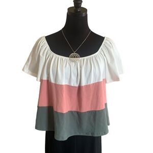 Fantastic Fawn Cropped Tri-Color Top, Size Large